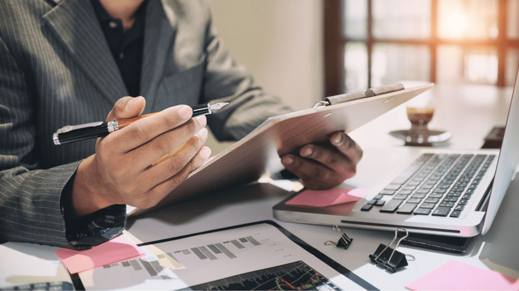 Man looking over paperwork